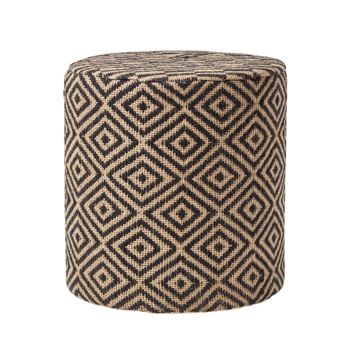 SITZPOUF rund mit Ethno-Muster, 40/40/42 cm - Schwarz, Textil (40/42/40cm) - Homescapes