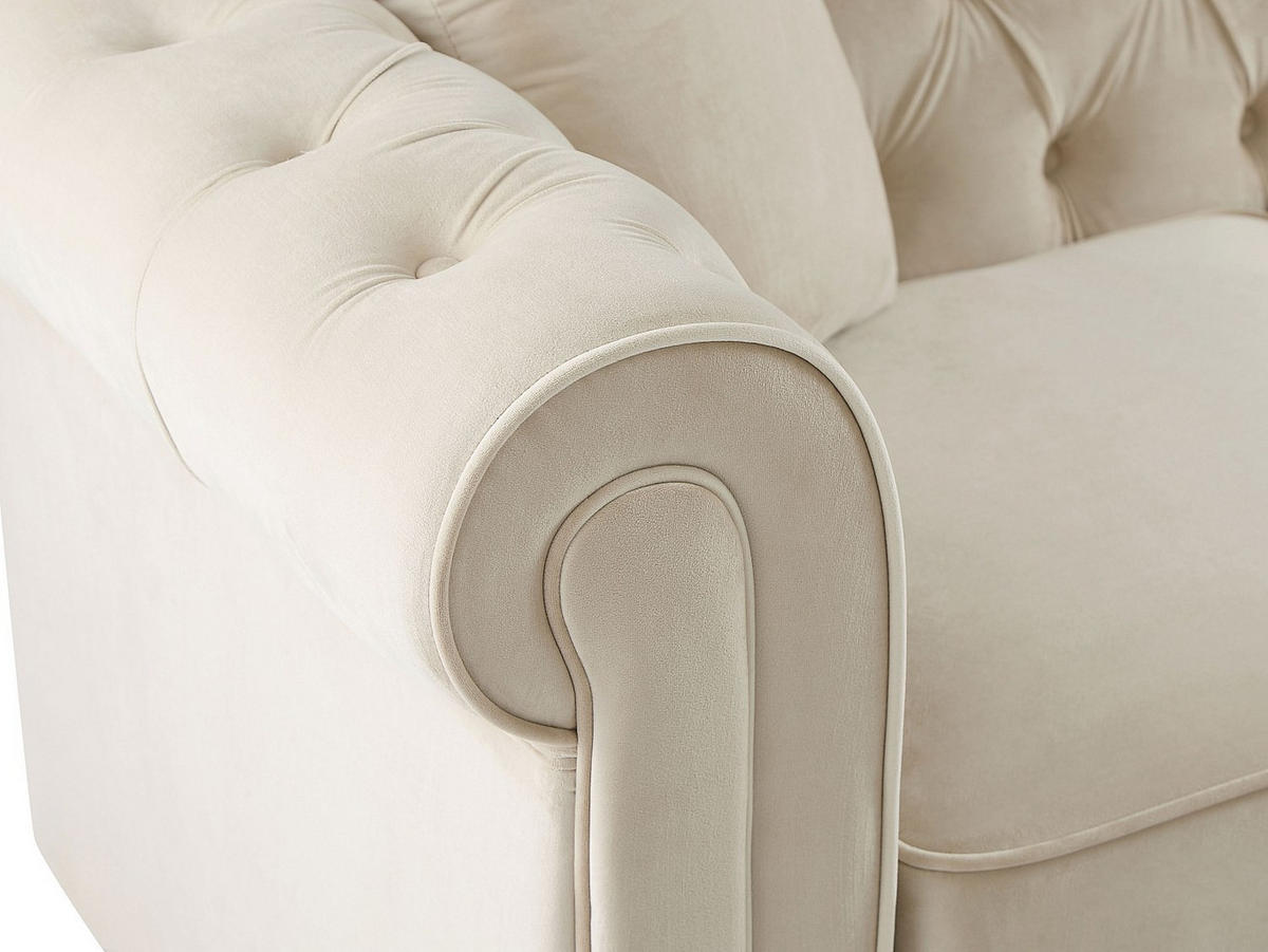 CHESTERFIELD Ecksofa - wendbar - Samt - Beige - TOLEDO - Beige, Textil (228/72/163cm) - Vente-Unique