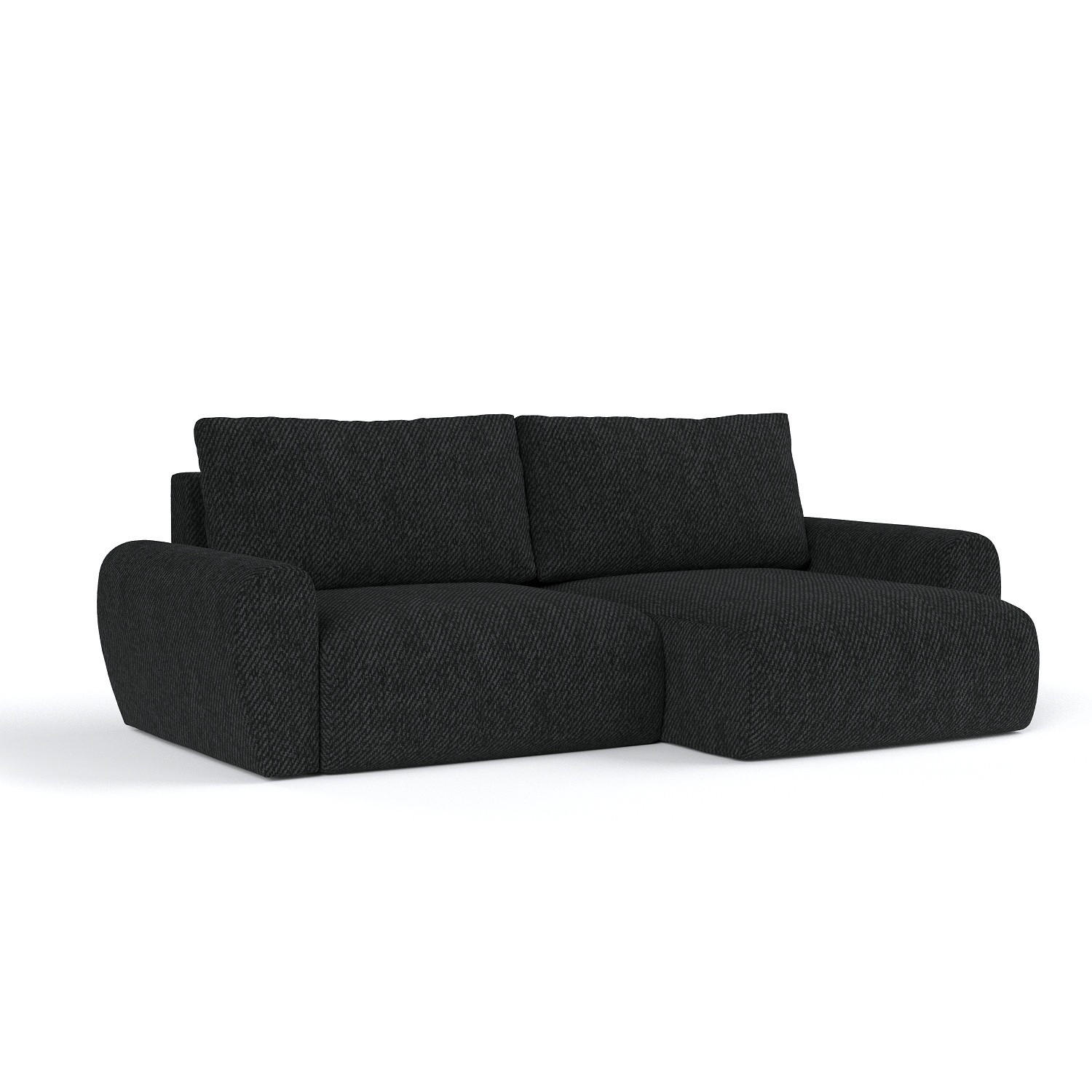 ECKSOFA OMARI mit Schlaffunktion Schwarz im Neve Stoff - Schwarz, Holz/Holzwerkstoff (253/153cm) - AltaBeds