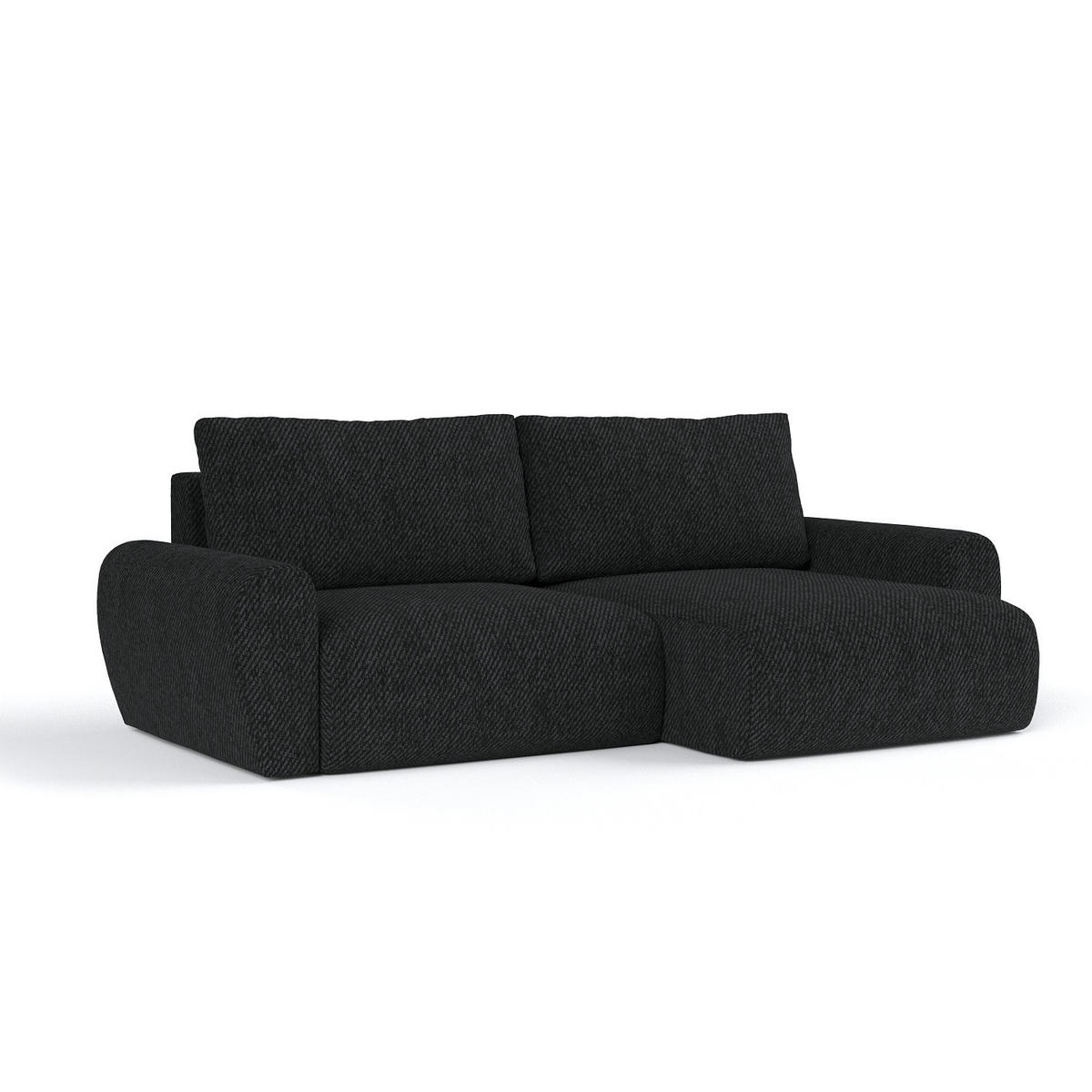 ECKSOFA OMARI mit Schlaffunktion Schwarz im Neve Stoff - Schwarz, Holz/Holzwerkstoff (253/153cm) - AltaBeds