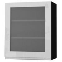 HÄNGESCHRANK Florence W2S/60 Schwarz / RAL 9003 signalweiß HG 60 / 32,5 / 72cm - Türanschlag rechts - Weiß Hochglanz/Schwarz, Holz/Holzwerkstoff (60/72/32.5cm) - Feldmann-Wohnen