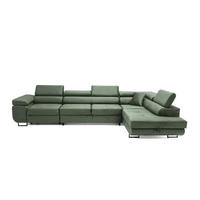 ECKSOFA WILD MAXI Rechts Dunkelgrün - Chromfarben/Dunkelgrün, Holz/Textil (203/350cm) - Muffo
