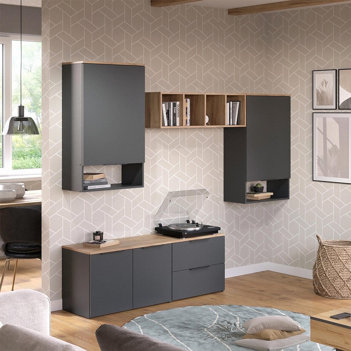 NÁSTĚNNÁ SKŘÍŇKA Wido Antracit - Sonoma dub/antracitová, kompozitní dřevo (80/50/40cm) - Vicco