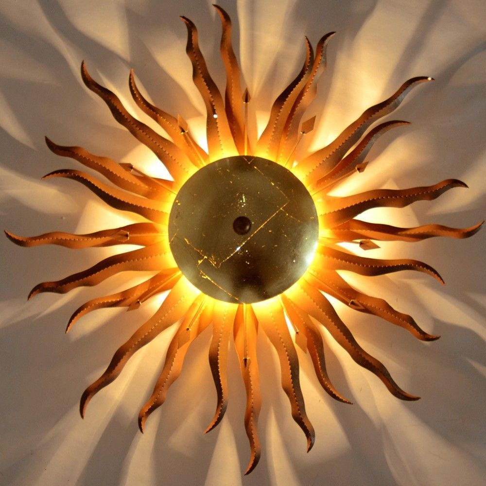 WAND-/DECKENLAMPE Diator XL handgeschmiedete Sonne Rost- & Goldfarben - Goldfarben, Metall (65/65/15cm) - s.luce