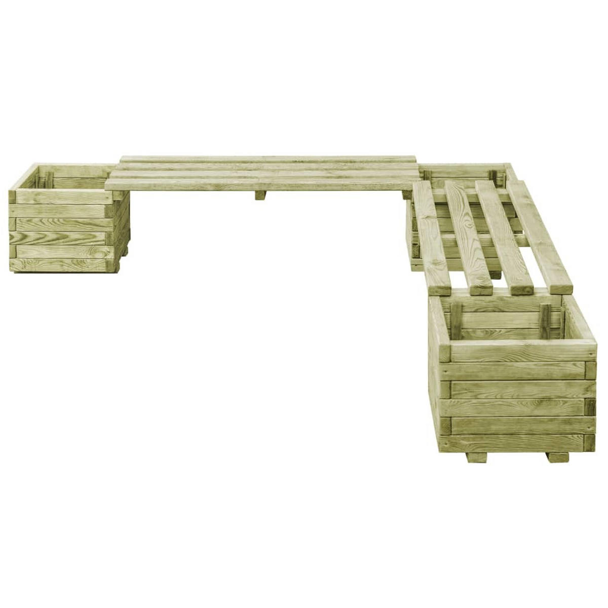 GARTENBANK mit Pflanzgefäßen Kiefernholz Imprägniert - Grün, Holz (196/36/196cm)