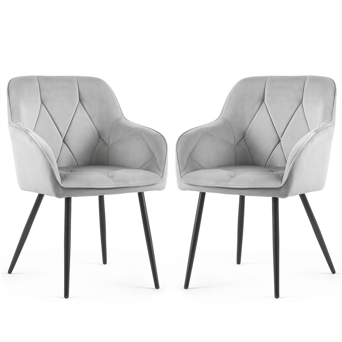 POLSTERSTUHL 2er Set, Metallbeine Schwarz 54,5/82,5/58 - Schwarz, Textil (55/83/58cm) - RAUMHIRSCH FURNITURE