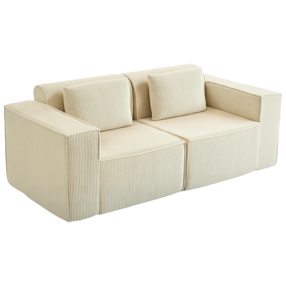 SOFA, 3-Sitzer, Cord, dicke Polsterung, extra tief, beige - Multicolor, Holzwerkstoff (202/76/90cm) - FORIOUS