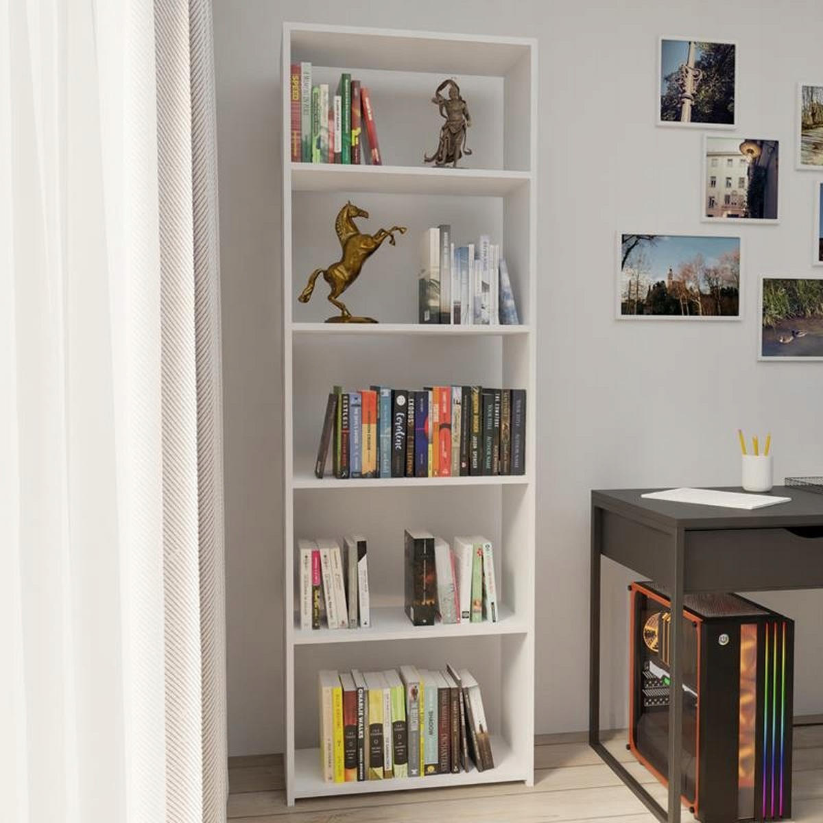 BÜCHERREGAL 60/24 EX3 Weiß 60/24/180 cm - Weiß, Holzwerkstoff (60/180/24cm) - Matkam Möbel