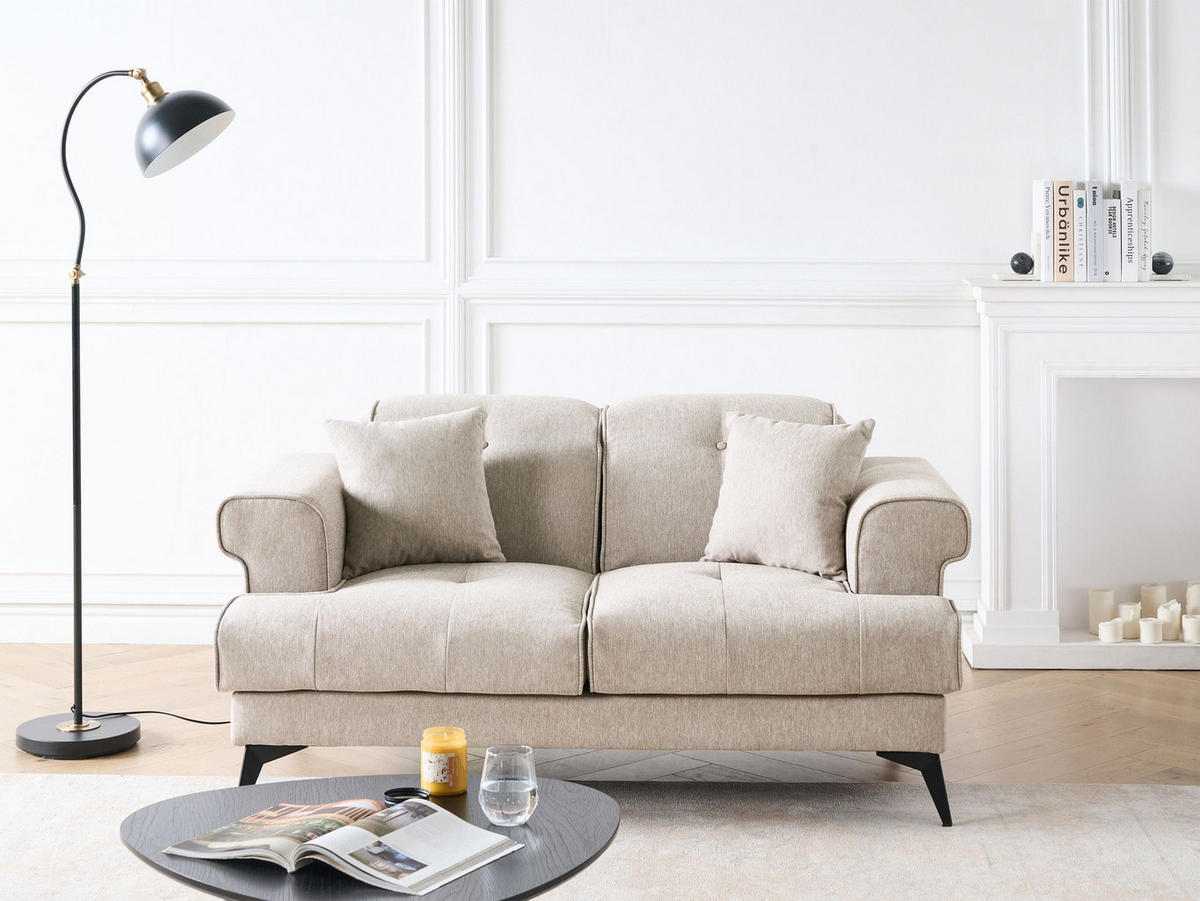 POHOVKA 2-místná Látka Taupe Skive - šedohnědá, textil (160/88/85cm) - Beliani