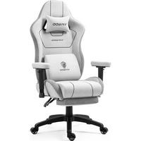 GAMING Stuhl Stoff & Taschenfederkissen PC Bürostuhl & Fußstützen - Grau, Textil (70/130/60cm)