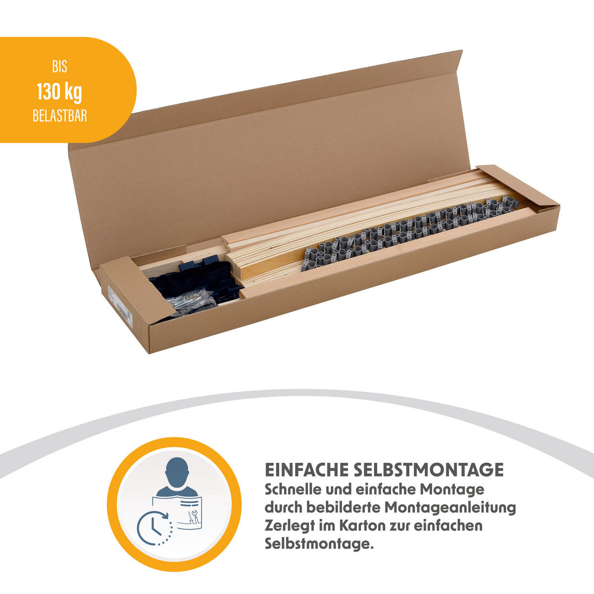LATTENROST 70x200 cm – Ergonomischer 7-Zonen Lattenrahmen aus Buchenholz - Buchefarben/Braun, Holz (70/200cm) - Sleepneo