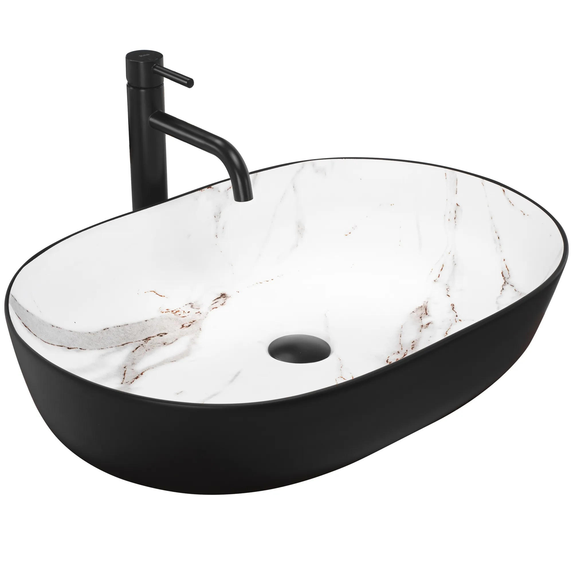 REA Aufsatzwaschbecken Schwarz 41x14x60.5 cm