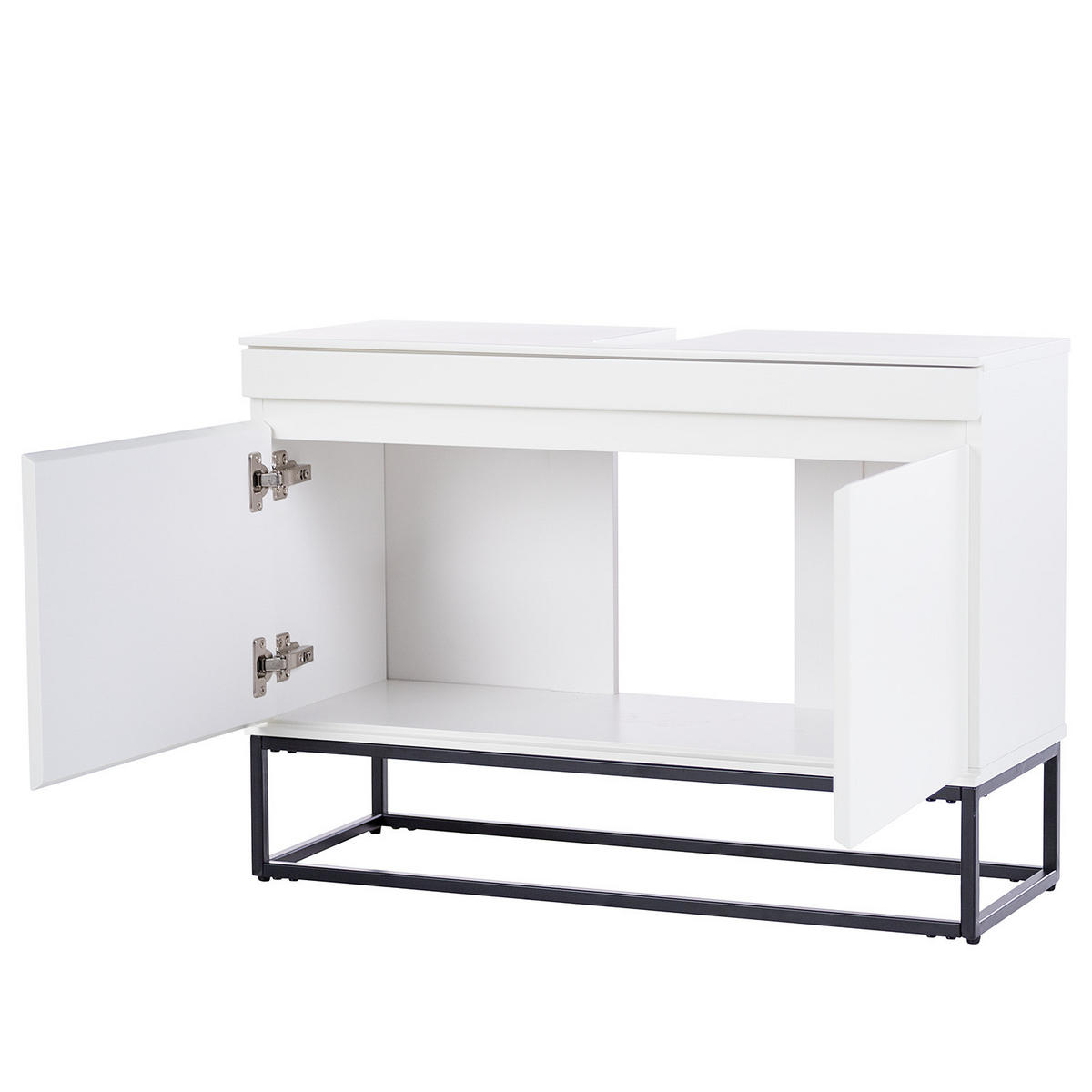 WASCHBECKENUNTERSCHRANK - Schwarz/Weiß, Holzwerkstoff/Metall (80/57/30cm) - home24