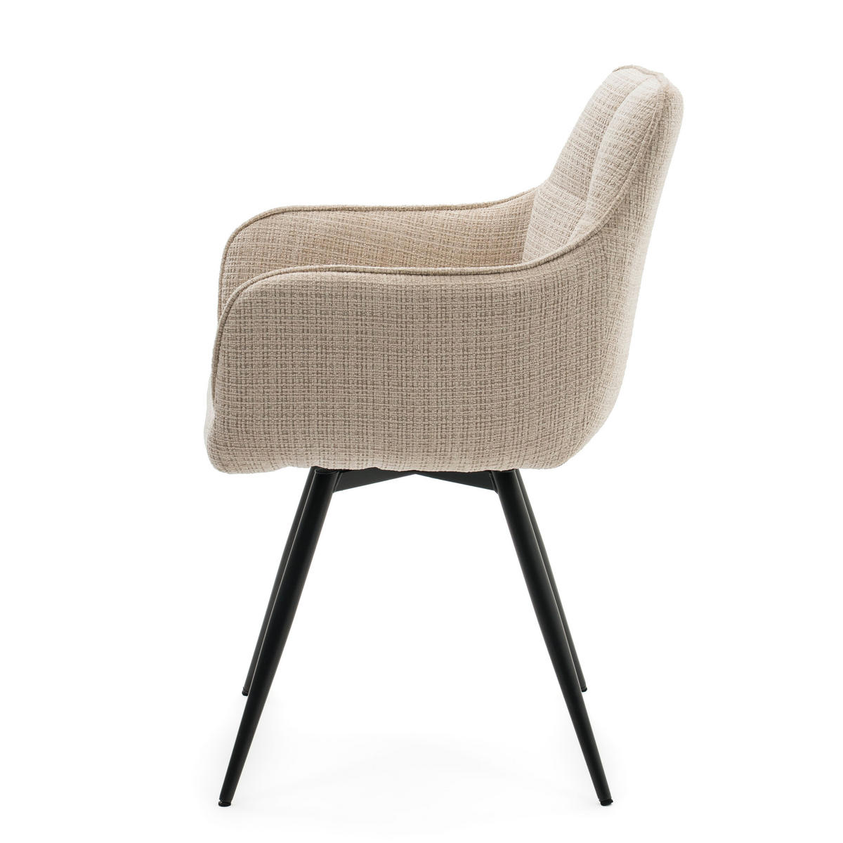 STUHL QUATTRO drehbar gepolsterter mit Steppung - hellbeige - Chenille - Ecru/Beige, Textil/Metall (58/86/60cm) - NEW HOME