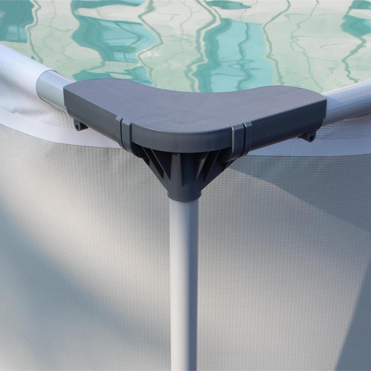 AUFSTELLPOOL Framepool 300 x 207 x 65 cm grau ohne Filterpumpe - Grau, Kunststoff (207/65/300cm) - Avenli