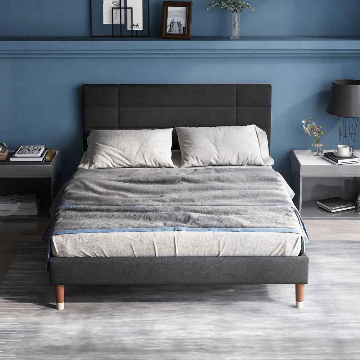 POLSTERBETT 140/200 cm in Grau - Grau, Holz/Textil (140/200cm) - KOMHTOM