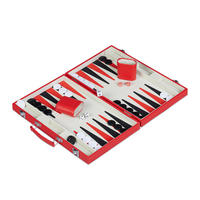BACKGAMMON-KOFFER - Rot, Holzwerkstoff/Kunststoff (36.5/24cm) - Relaxdays