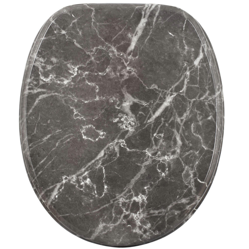 WC-SITZ mit Absenkautomatik Marmor Grau - Grau, Holzwerkstoff (38/6/47cm) - Sanilo