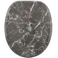 WC-SITZ mit Absenkautomatik Marmor Grau - Grau, Holzwerkstoff (38/6/47cm) - Sanilo