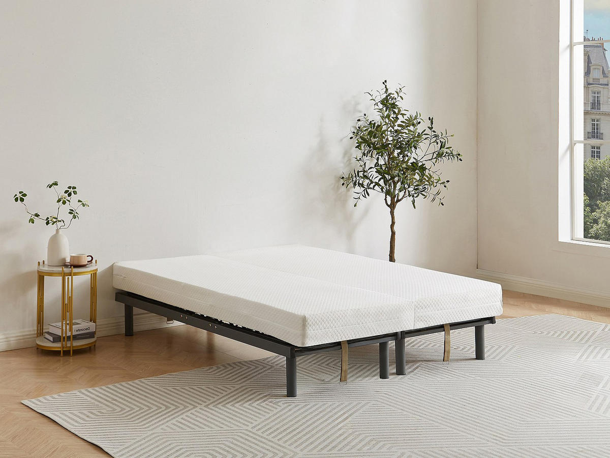 BETTGESTELL mit verstellbarem Lattenrost - 1 Person - metall - grau Ruoti - Grau, Metall (70/190cm) - Vente-Unique