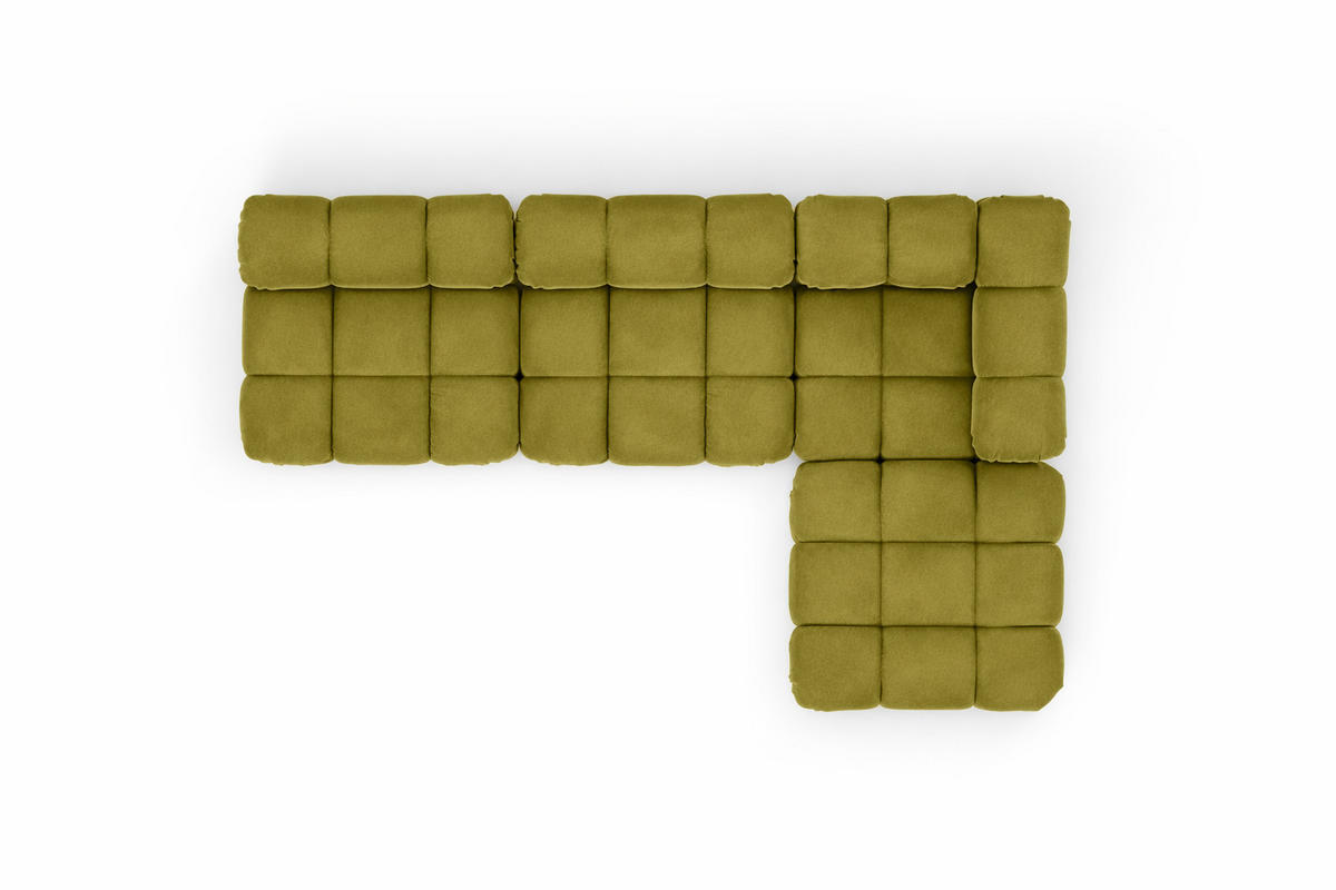 ECKSOFA L-Form Modulare, Veloursstoff Salvador, Olive, Rechts, Selia - Olivgrün, Holz (285/160cm) - Kaiser Möbel