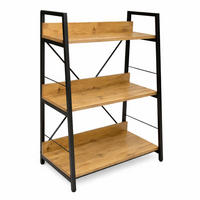 STANDREGAL Holzoptik Metall Eichefarben Schwarz 3 Ebenen 61x35x84 cm - Eichefarben/Schwarz, Holzwerkstoff/Metall (61/84/35cm) - Begryf