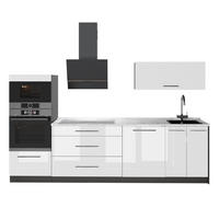 KÜCHENZEILE Fame-Line, Weiß Hochglanz/Anthrazit, 280 cm, AP Marmor - Weiß Hochglanz/Anthrazit, Holzwerkstoff (280/153.6/60cm) - Vicco