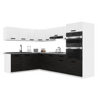 KÜCHENZEILE Italia 8 420 cm , mit Arbeitsplatten, Weiß-Ebenholz Matt - Schwarz/Weiß, Holz (420/143/60cm) - B BELINI GROUP