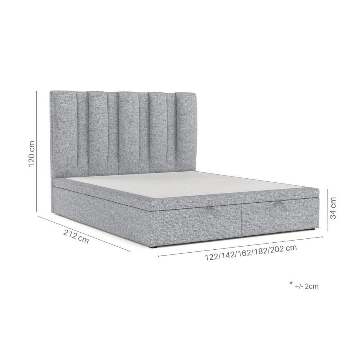 POLSTERBETT Orta mit Stauraum 160/200 cm Creme im Alta Stoff - Creme/Schwarz, Holz/Holzwerkstoff (160/200cm) - AltaBeds