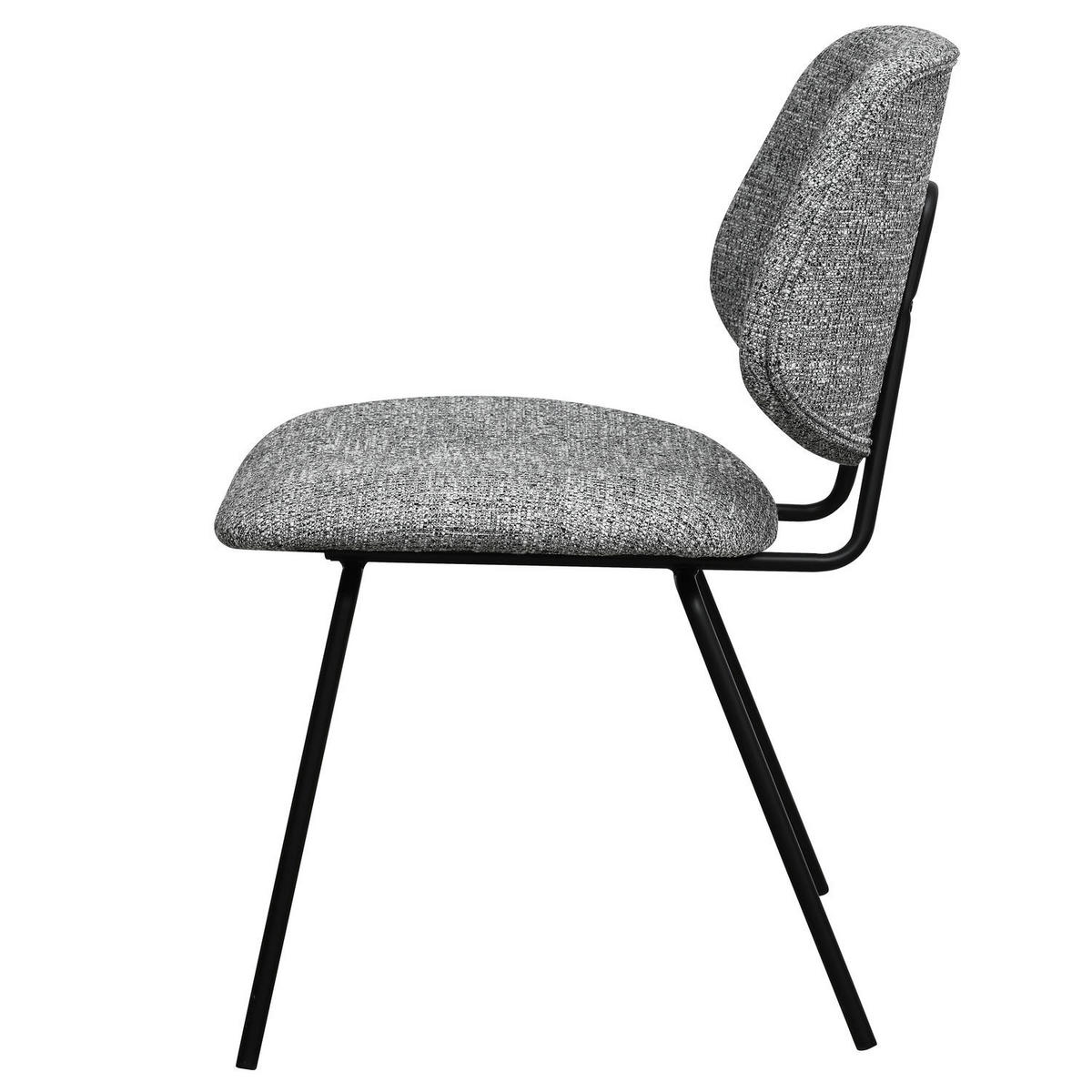 STUHL-SET 2 Stück in Teddystoff Grau - Schwarz/Grau, Textil/Metall (50/82/58cm) - Furnhouse
