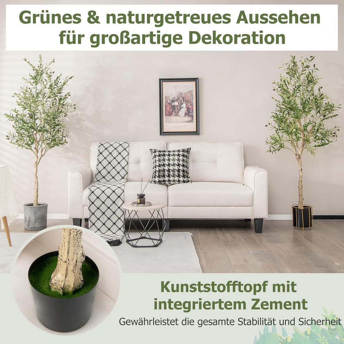 KUNSTPFLANZE Olivenbäume Grün(2er-Set) - Grün, Kunststoff (182cm) - COSTWAY
