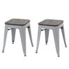 HOCKER 2er-Set inkl. Holz-Sitzfläche Metall, Industriedesign, stapelbar Grau - Grau, Metall (39/45.5/39cm) - PROREGAL