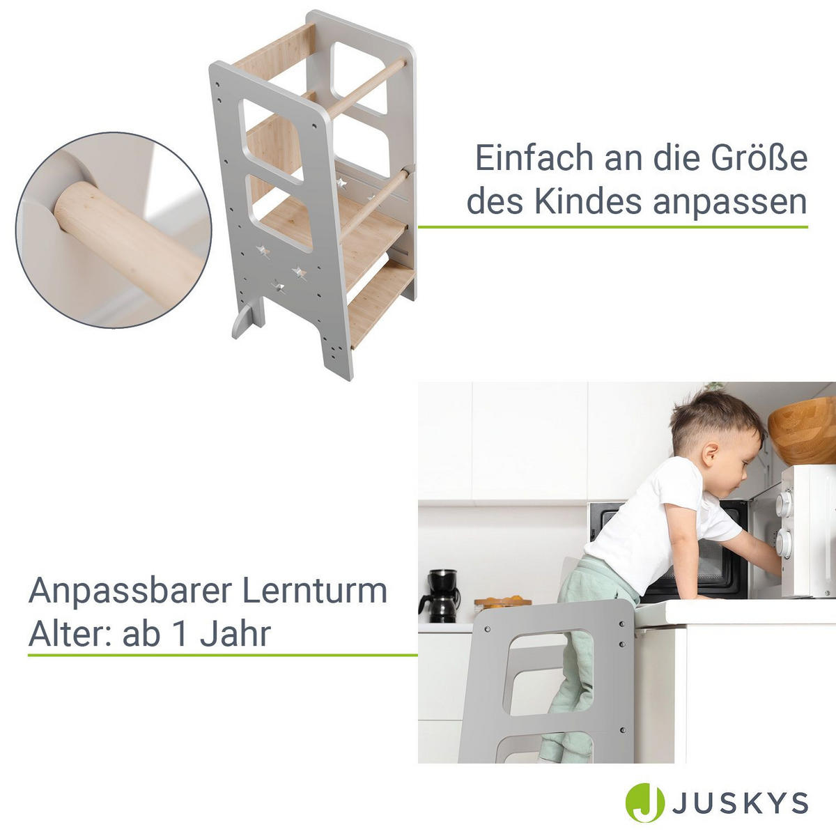 LERNTURM Henny in Weiß - Weiß, Holzwerkstoff (40/90/44cm) - Juskys
