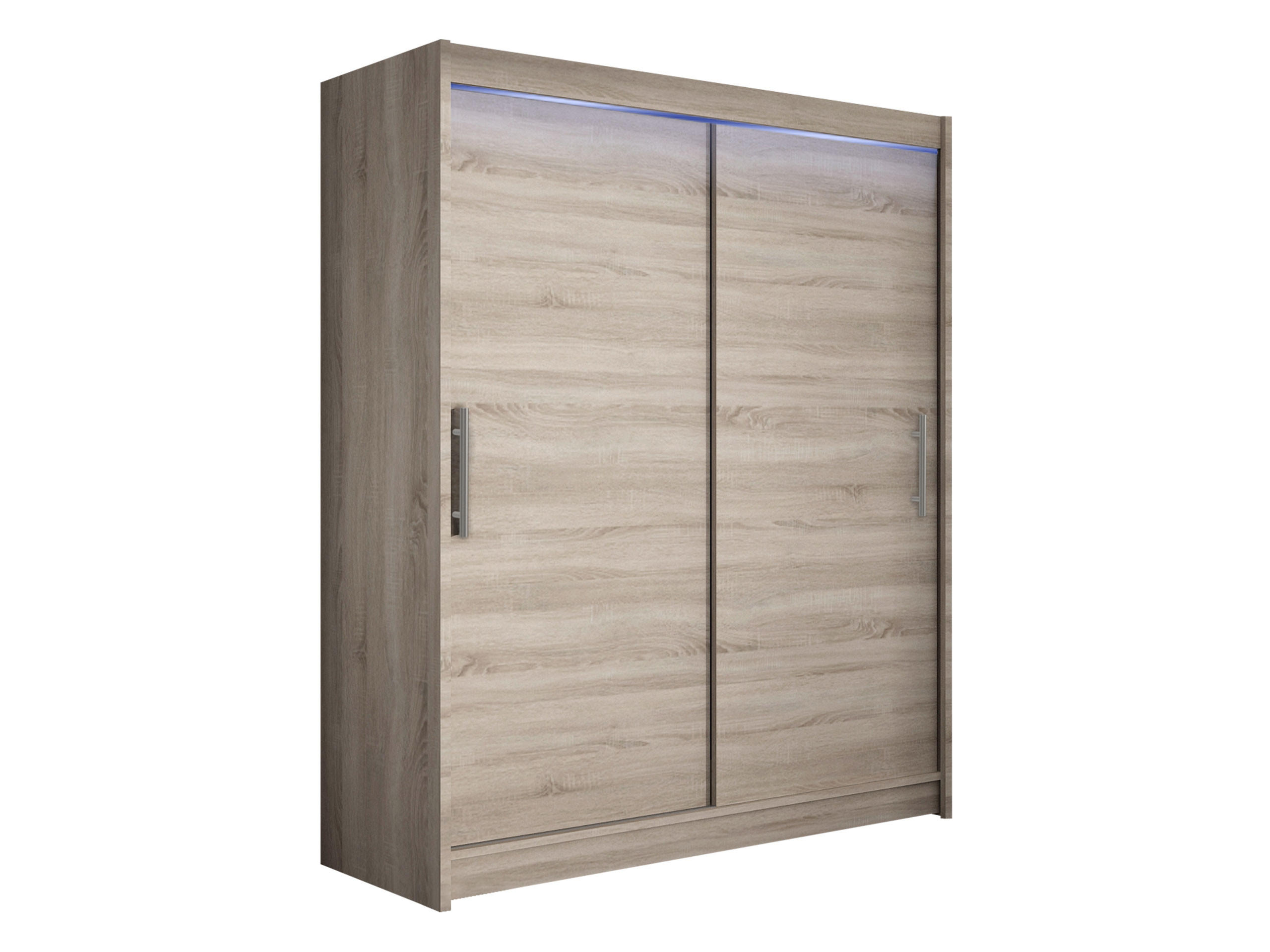 SCHWEBETÜRENSCHRANK Westa I, mit RGB LED Beleuchtung - Silberfarben/Trüffeleichefarben, Holzwerkstoff/Metall (150/200/58cm) - MIRJAN24