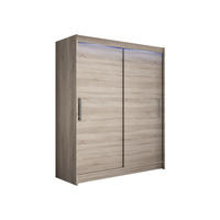 SCHWEBETÜRENSCHRANK Westa I, mit RGB LED Beleuchtung - Silberfarben/Trüffeleichefarben, Holzwerkstoff/Metall (150/200/58cm) - MIRJAN24