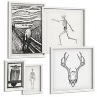BILDER SET 5er Set - 50x50 cm & 20x30 cm & 40x60 cm Weißer Rahmen - Küchenaccessoires auf pflanzlicher Basis - Weiß, Kunststoff (40/60cm) - TULUP