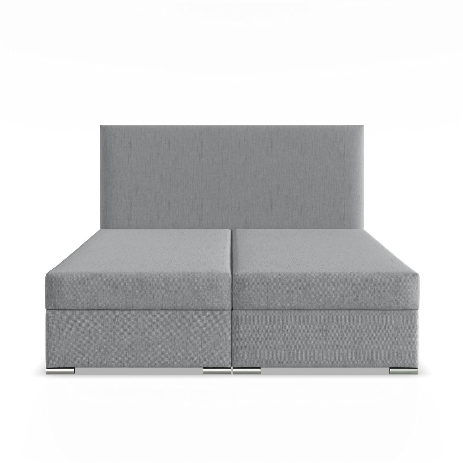 BOXBETT MIT KOPFTEIL 140x200 ZONZA, Grau - Hellgrau, Textil (140/200cm) - Mebligo