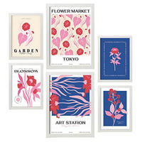 POSTER Set Mit 6 Blumen Blumenmarkt Natur Und Botanikdrucke Für Innenarchitektur A3 & A4 Weißer Rahmen - Weiß, Papier (29/3cm) - Nacnic
