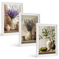 BILDER SET 3er Set - 40x60 cm Weißer Rahmen - Lavendelblüten, Oliven, Gefäße - Weiß, Kunststoff (40/60cm) - TULUP