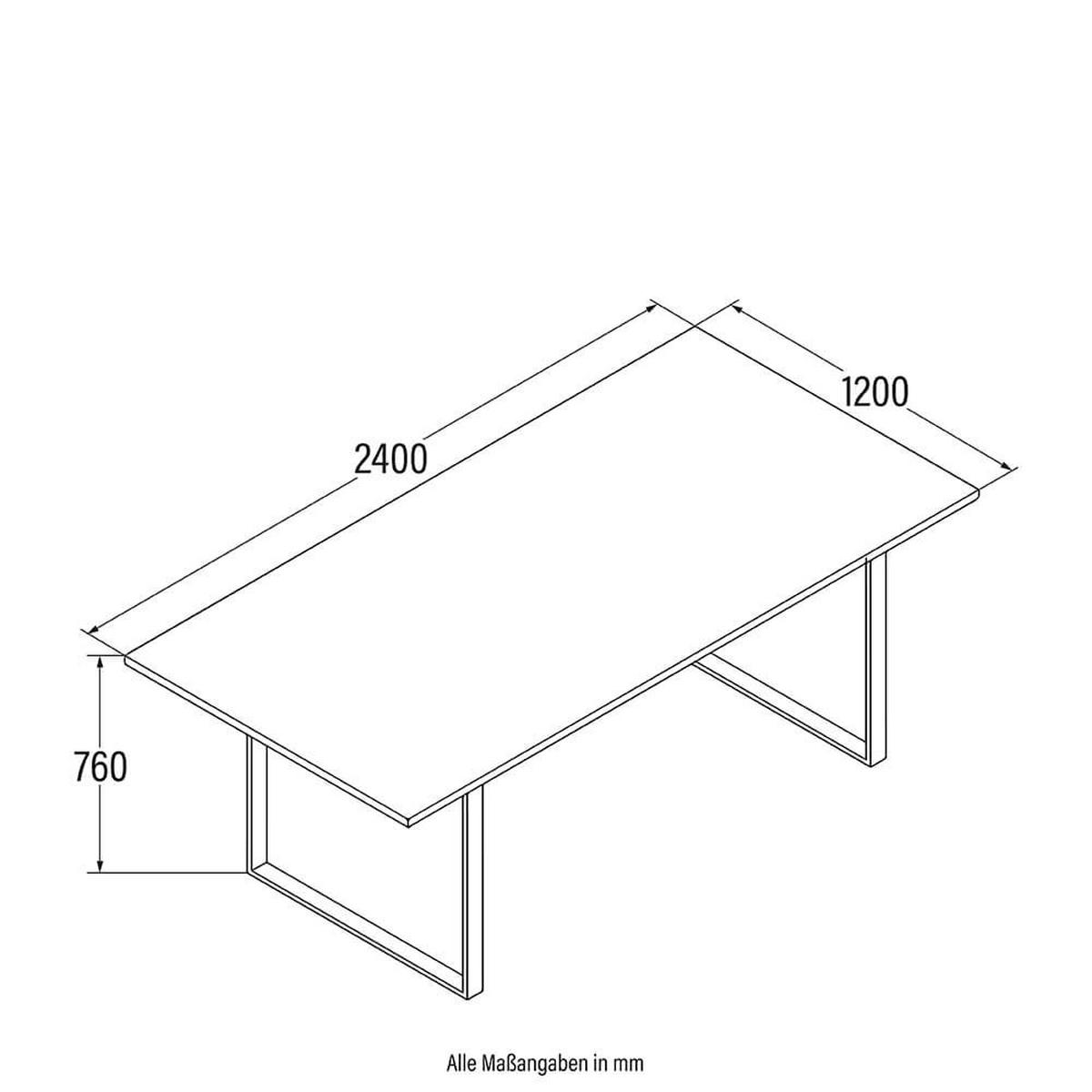 ESSTISCH Eckig AVENCIA inkl. U-Fuß - 240 x 120 cm Light Oak - Hellbraun, Holz (240/120/4cm) - Home Deluxe