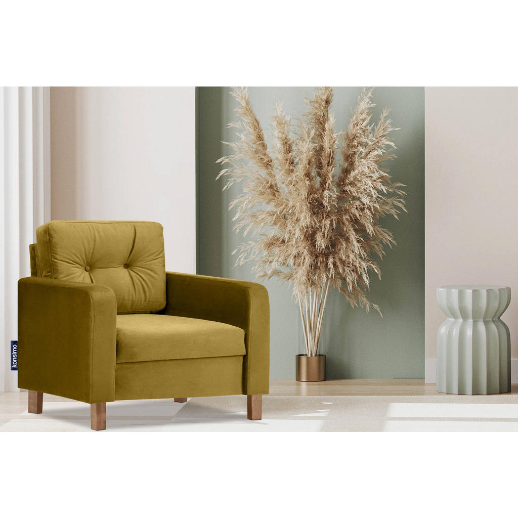 Thumbnail - Konsimo® Sessel, Honig, Textil, 80x75x75 cm, Wohnzimmer, Sessel, Polstersessel