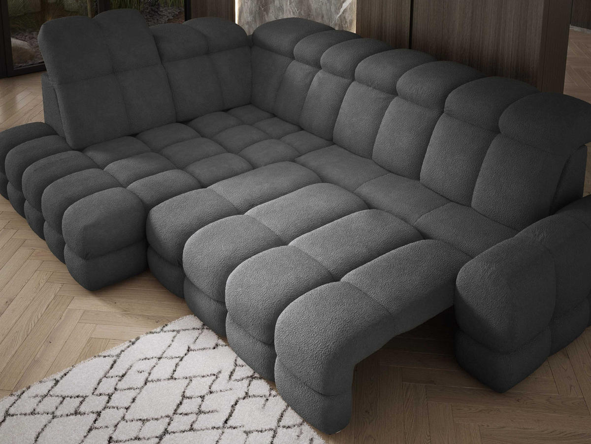 ECKSOFA TOLLO Anthology-stoff L-form 302x217x105 cm graphit - Edelstahlfarben, Holz/Textil (302/217cm) - DomoHome