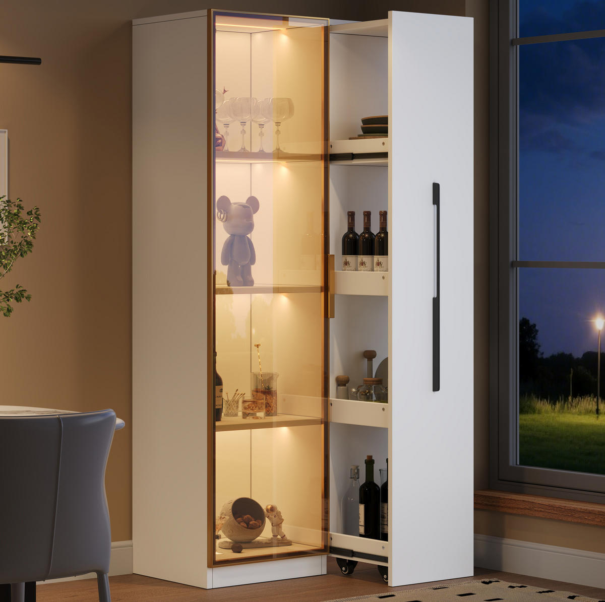 HIGHBOARD 70/160/40 cm Weiß aus MDF mit LED-Beleuchtung - Weiß, Holzwerkstoff (40/160/70cm) - OKMYHOME