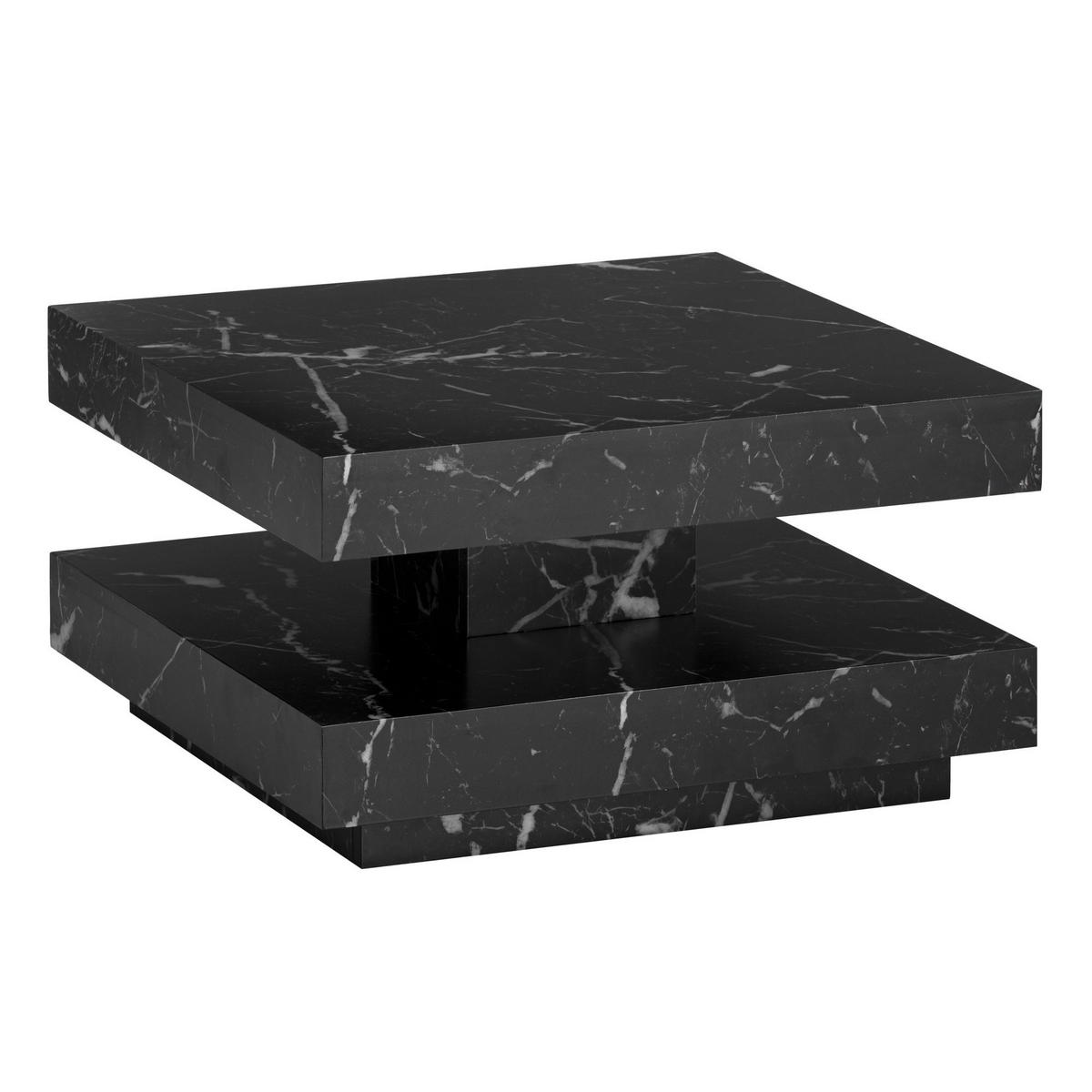 COUCHTISCH in Stein-Optik mit Stauraum, Modernes Design, Quadratisch, Schwarz 60x60x34 cm - Schwarz, Holzwerkstoff (60/60/34cm) - KADIMA DESIGN