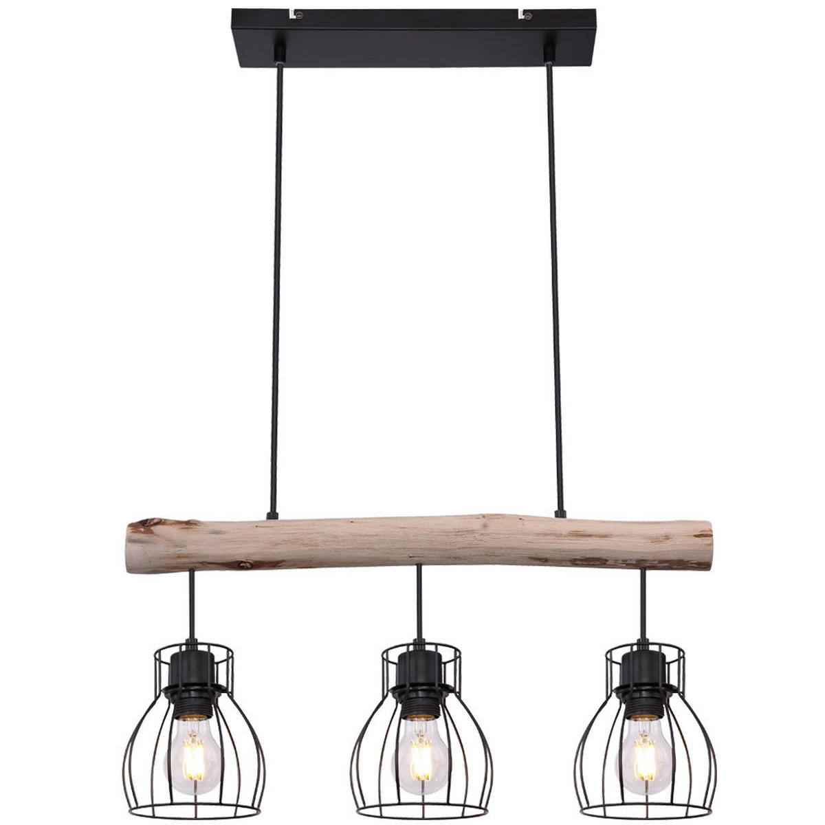 HÄNGELEUCHTE Balken Braun Schwarz - Braun, Holz (55/13.6/140cm)