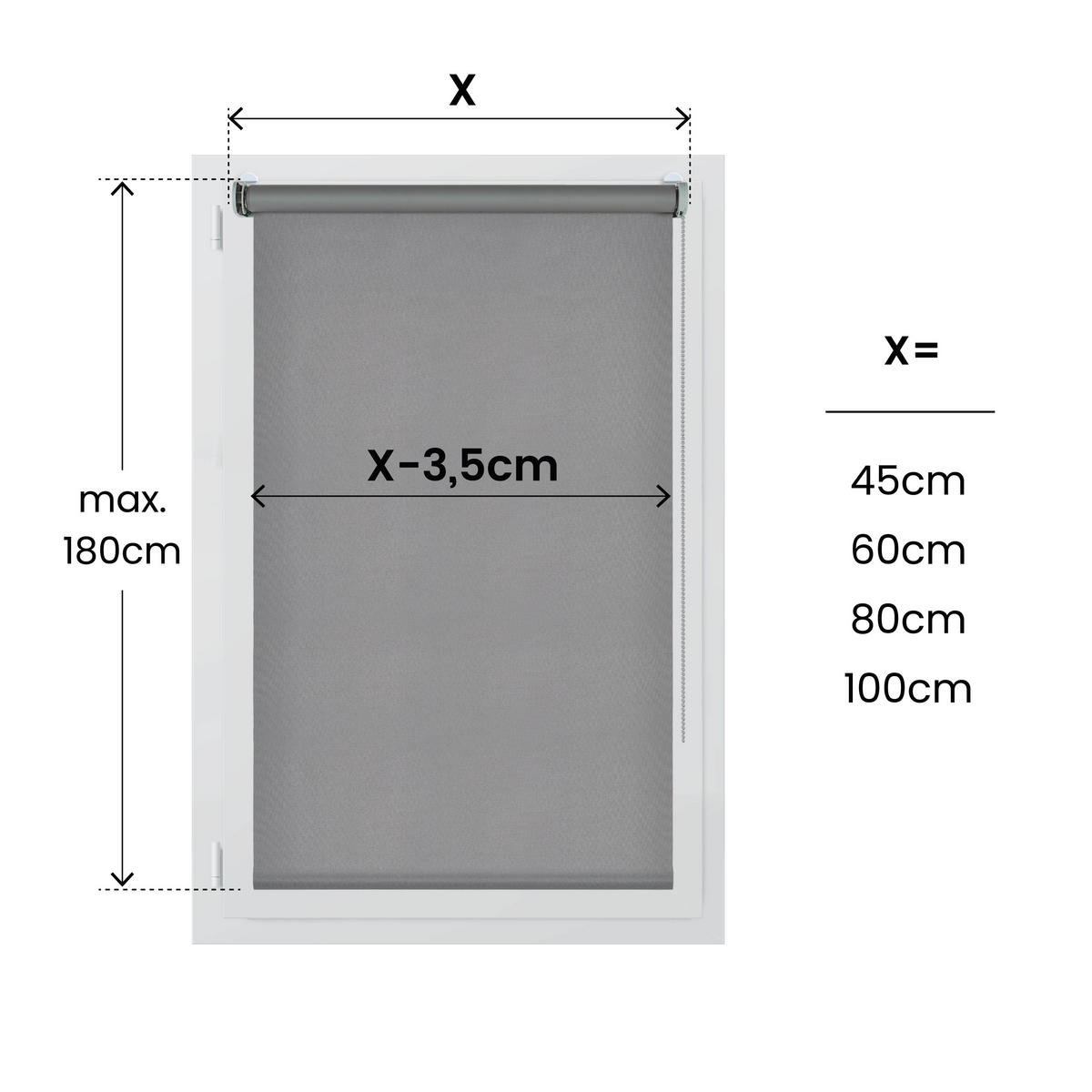 VERDUNKELUNGSROLLO Moon Easyfix Grau 45x180 - Graphitfarben, Kunststoff (45/180/1cm) - STORESDECO