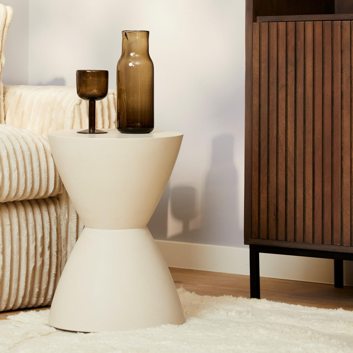 BEISTELLTISCH Avery Mangoholz Beige Beige - Beige, Holz (33/33/45cm) - Villa Möbel