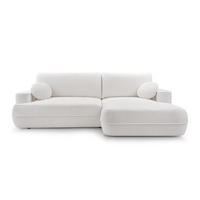 ECKSOFA FUGO Boucle Weiß L - Rechts - Schwarz/Weiß, Kunststoff/Textil (260/168cm) - Luxkor24