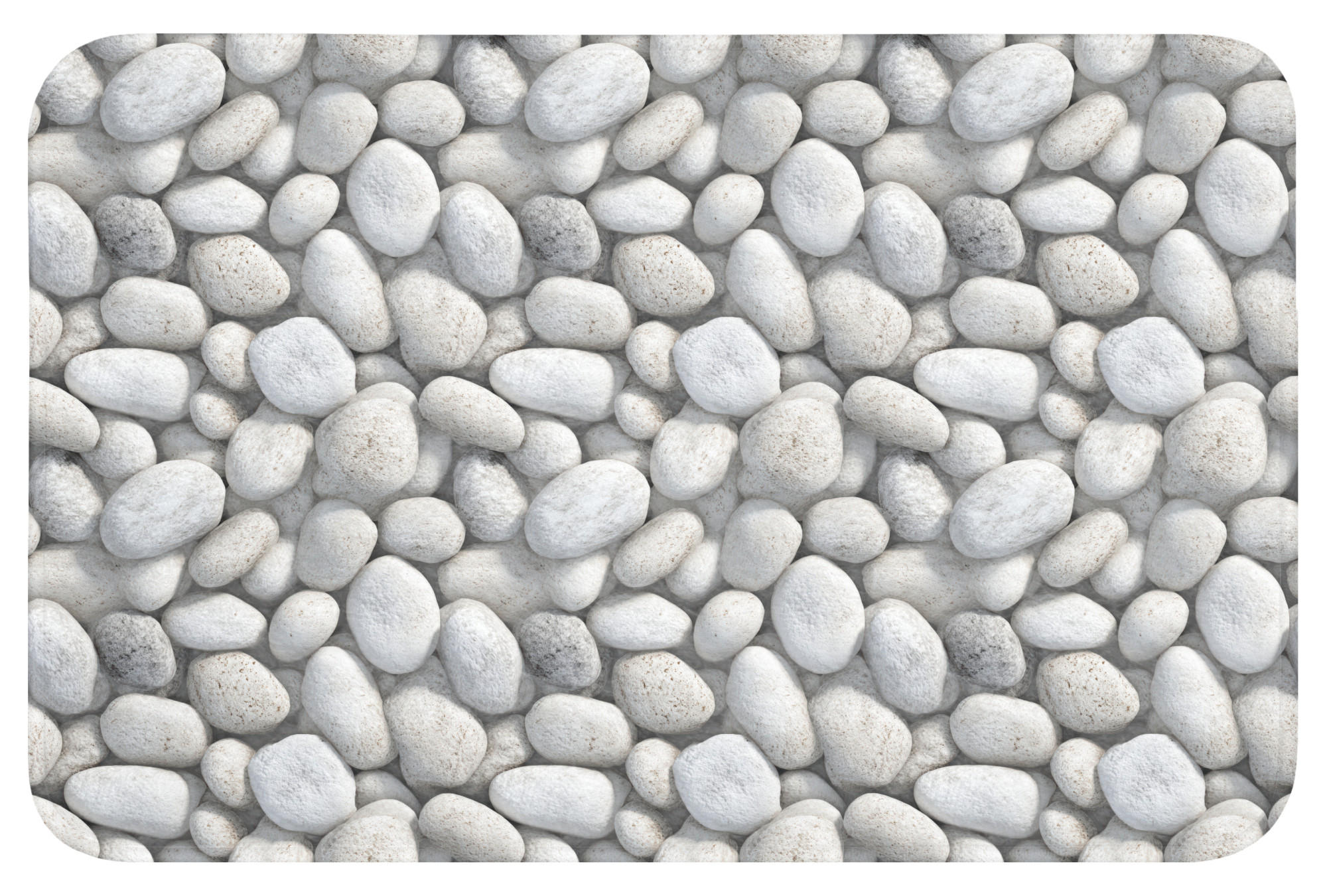 BADEMATTE Steine - Grau - Oval 60x40 cm - Hellgrau, Kunststoff/Textil (60/40cm) - OnlyWow