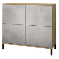 KOMMODE Rova Beton Oxid Optik - Hellgrau, Holzwerkstoff (92.5/83.5/35cm) - Vladon